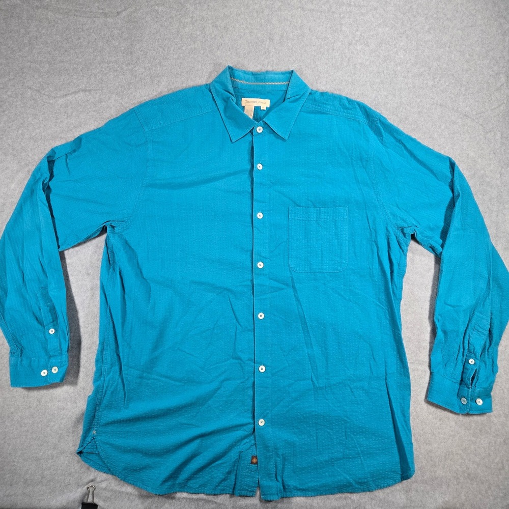 Territory Ahead Mens XL Blue Textured Cotton Long Sleeve Button Down Shirt - Picture 1 of 7